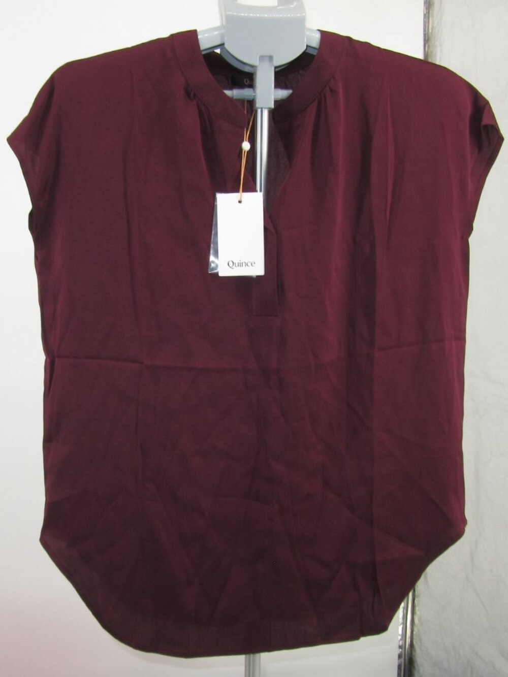 NWT QUINCE washable stretch silk DOLMAN sleeve blouse WINE TESTING RED SMALL